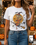 Funny Witch T-Shirt | Vintage Witch Shirt | Flying Broom Graphic Tee | Retro Halloween Shirt | Spooky Witch Gift | Unisex Halloween Tee