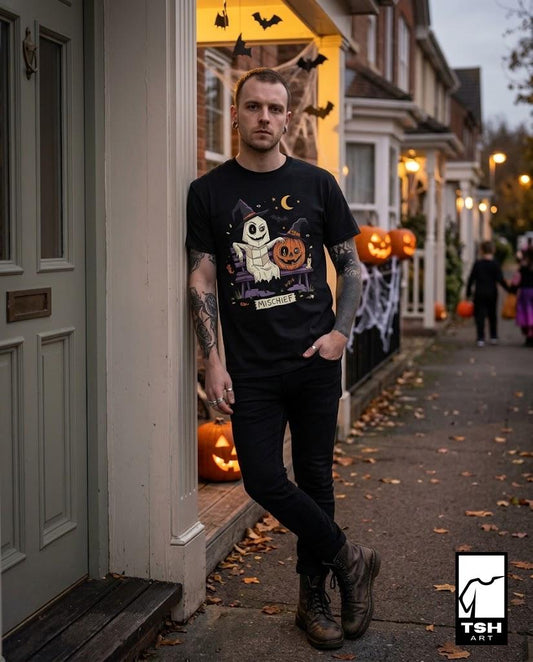 Cute Ghost Pumpkin Shirt | Witch Hat Halloween T Shirt | Spooky Season Graphic Tee | Best Friends Fall Tee | Retro Spooky Tee | Unisex Gift