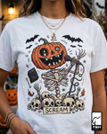 Jack-O'-Lantern Skeleton Halloween T-Shirt | Pumpkin Horror Tee