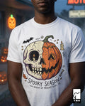 Spooky Season Halloween Shirt | Skull Pumpkin T Shirt | Retro Horror Graphic Tee | Creepy Fall Outfit | Gothic Autumn Wear | Unisex Gift