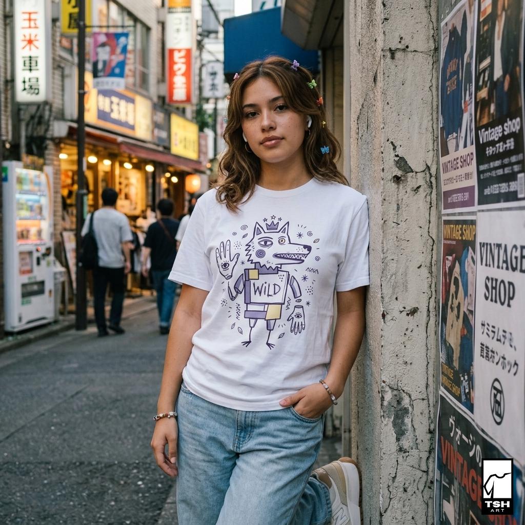 Wolf Shirt | Boho Folk Art Tee | Mystical Wolf T Shirt | Lowbrow Spirit Animal Tee | Wild Wolf Shirt | Spirit Animal Gift