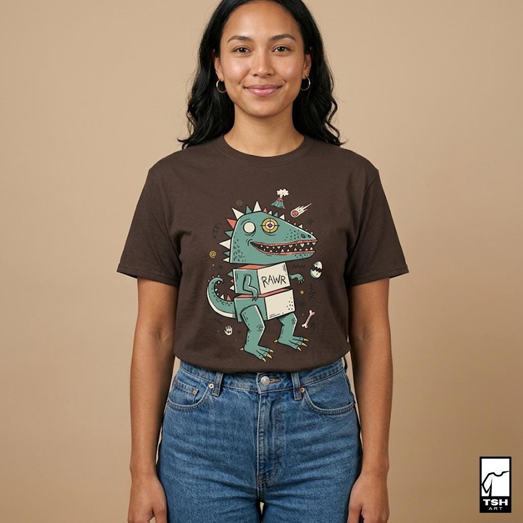 Funny T-Rex T-Shirt | RAWR Dinosaur Shirt | Retro Dino Graphic Tee | Kids Dinosaur Shirt | Unisex Dino Tee