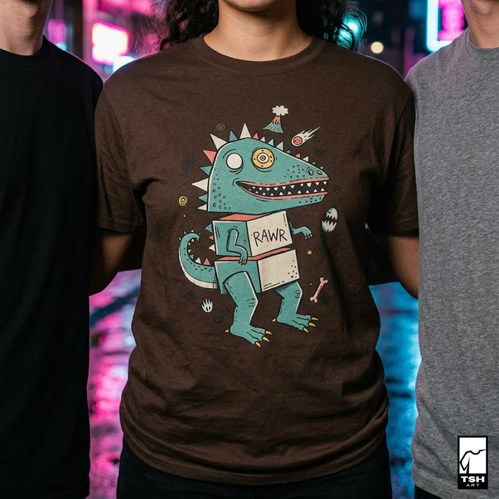 Funny T-Rex T-Shirt | RAWR Dinosaur Shirt | Retro Dino Graphic Tee | Kids Dinosaur Shirt | Unisex Dino Tee