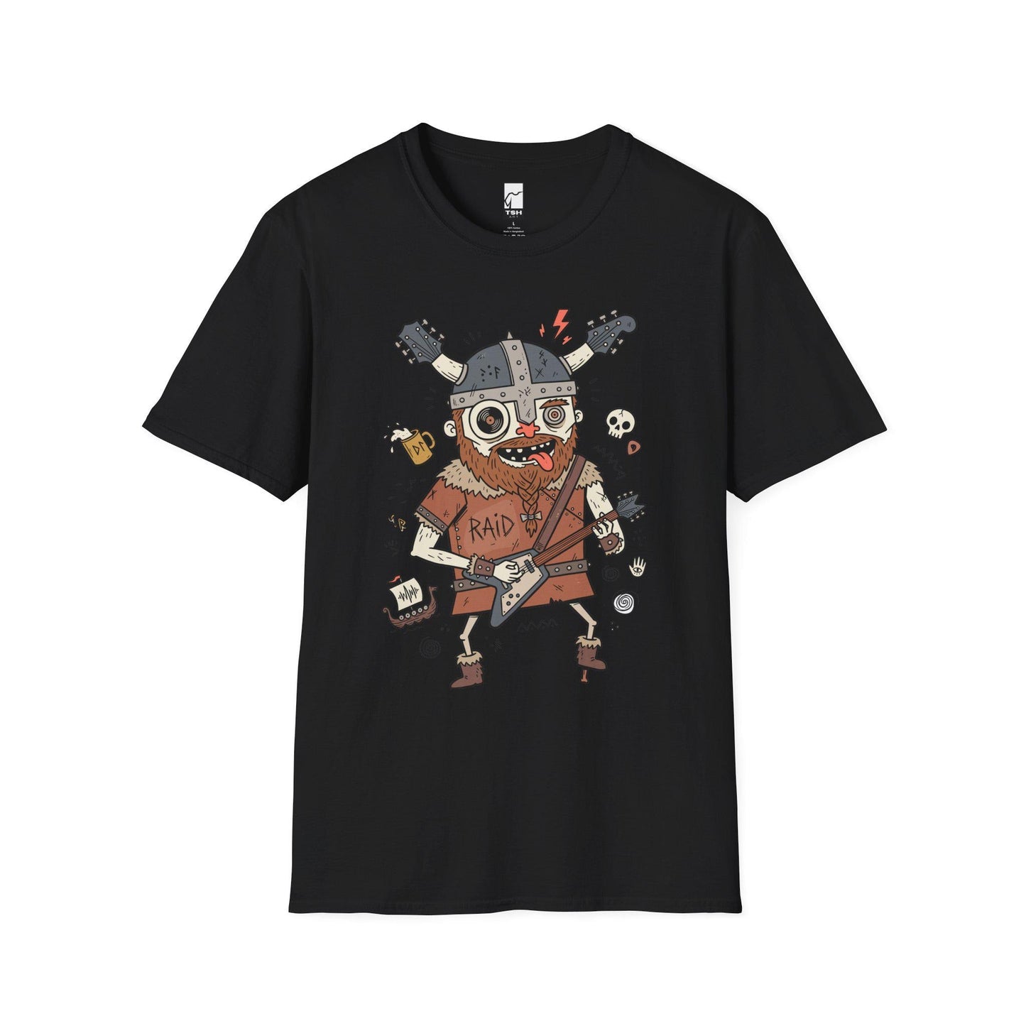 Viking Rocker T-Shirt | Norse Heavy Metal Shirt | Viking Guitar Graphic Tee | Guitarist Gift | Unisex Metal Tee