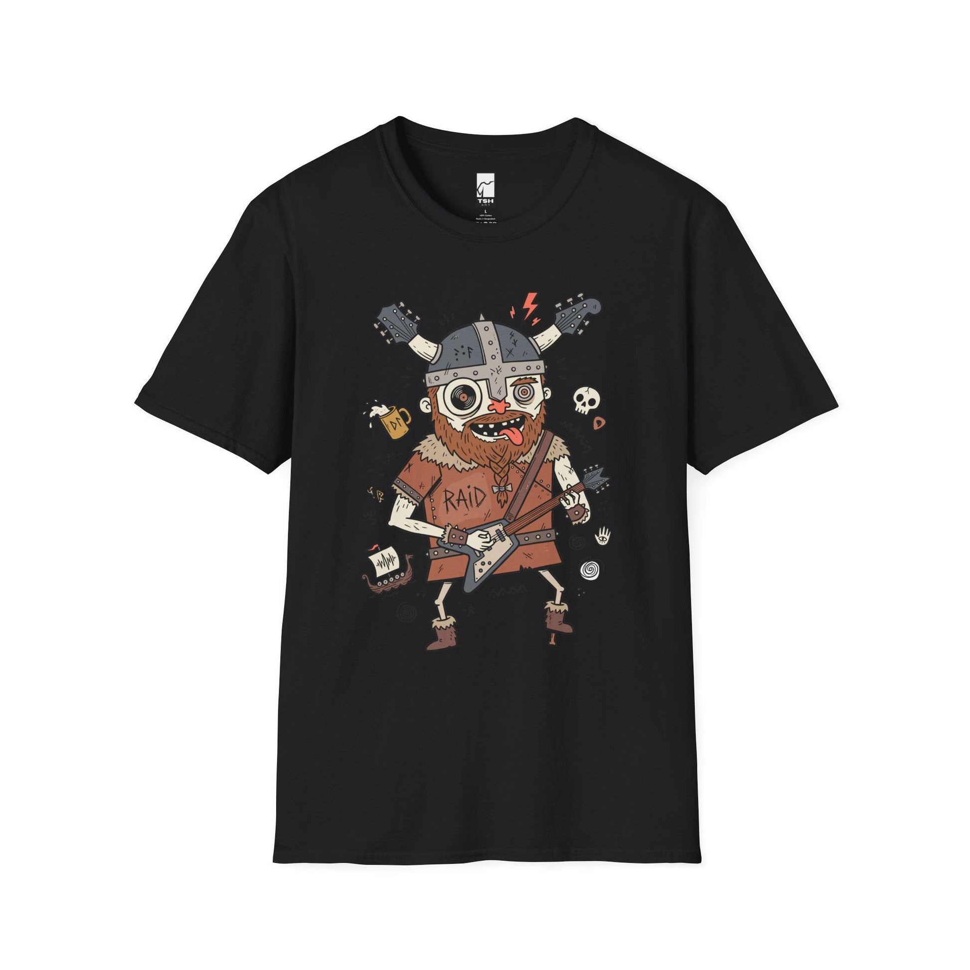 Viking Rocker T-Shirt | Norse Heavy Metal Shirt | Viking Guitar Graphic Tee | Guitarist Gift | Unisex Metal Tee