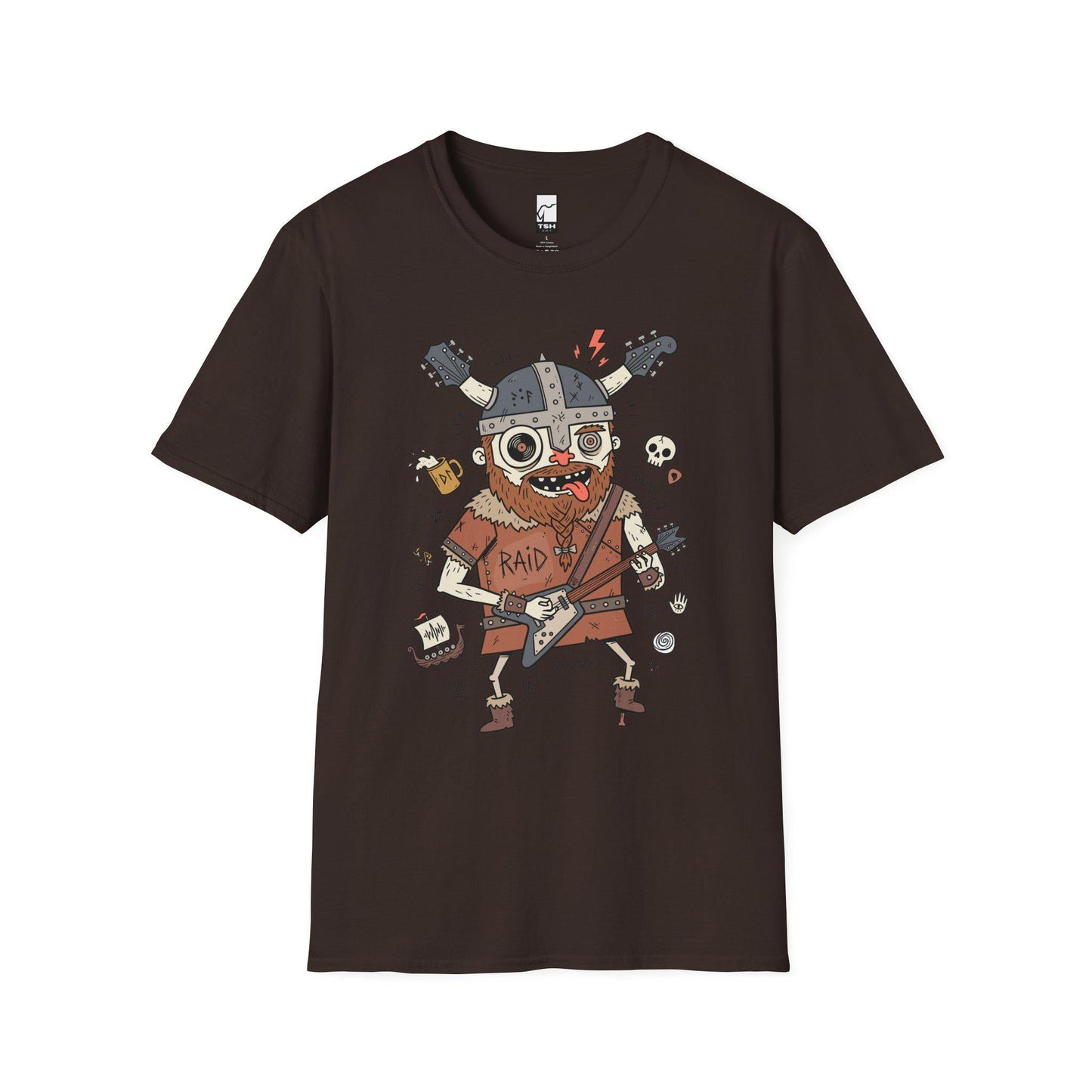 Viking Rocker T-Shirt | Norse Heavy Metal Shirt | Viking Guitar Graphic Tee | Guitarist Gift | Unisex Metal Tee