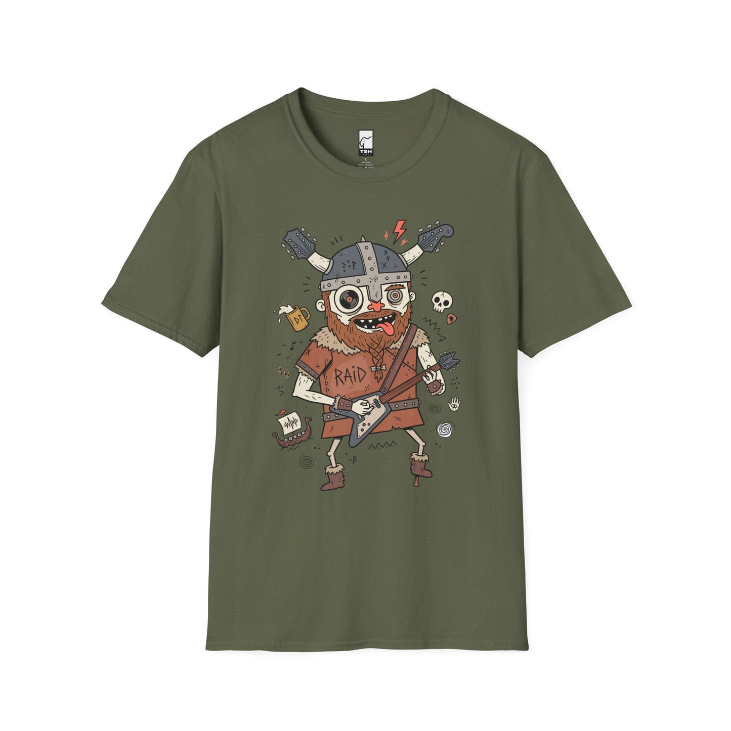 Viking Rocker T-Shirt | Norse Heavy Metal Shirt | Viking Guitar Graphic Tee | Guitarist Gift | Unisex Metal Tee