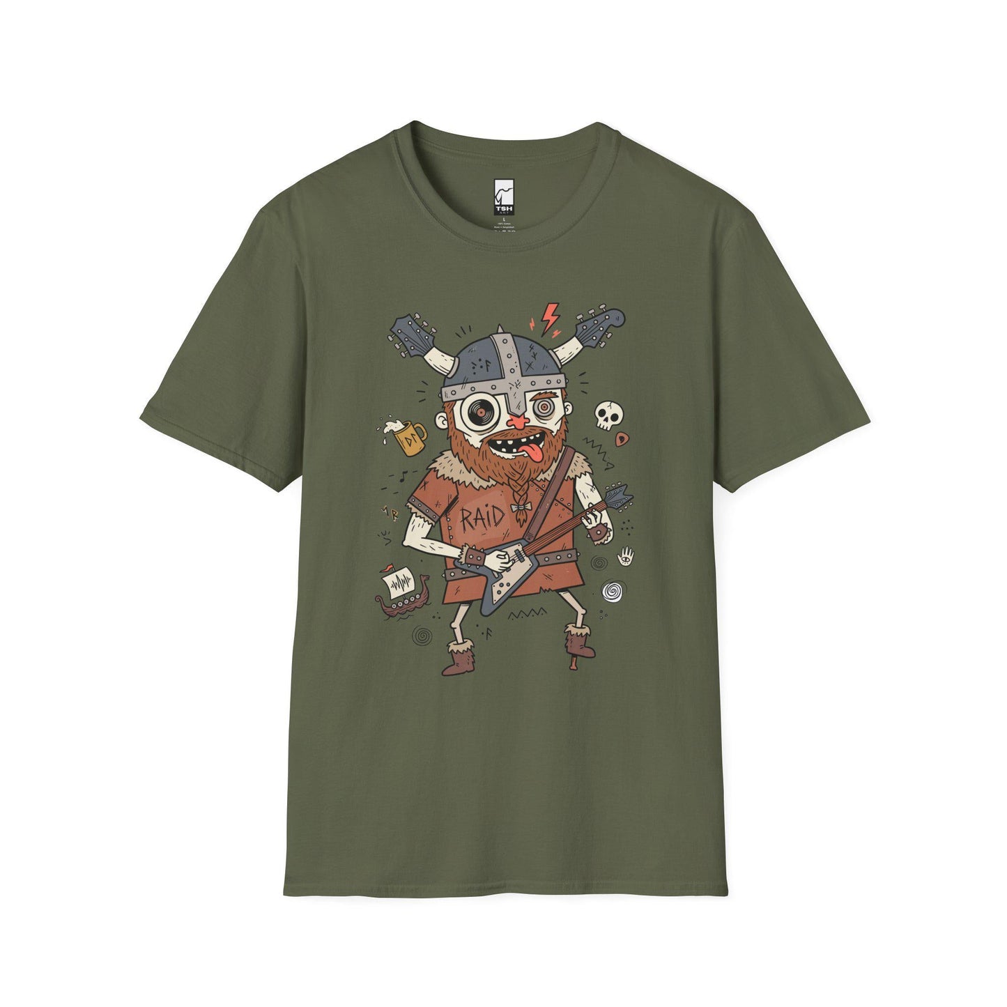 Viking Rocker T-Shirt | Norse Heavy Metal Shirt | Viking Guitar Graphic Tee | Guitarist Gift | Unisex Metal Tee