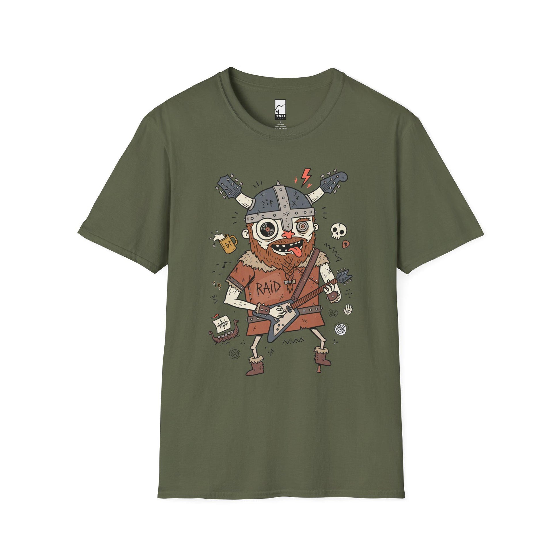 Viking Rocker T-Shirt | Norse Heavy Metal Shirt | Viking Guitar Graphic Tee | Guitarist Gift | Unisex Metal Tee