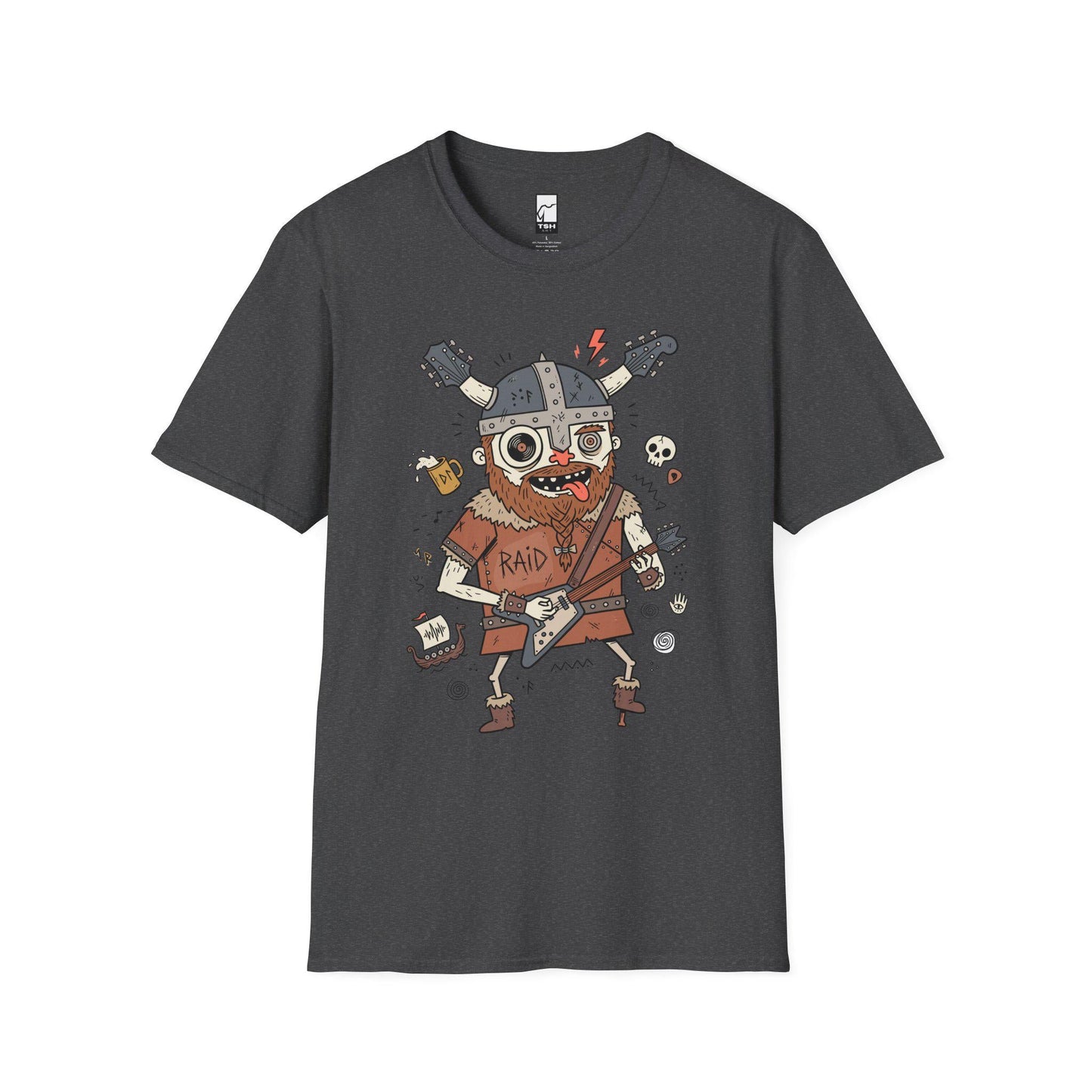 Viking Rocker T-Shirt | Norse Heavy Metal Shirt | Viking Guitar Graphic Tee | Guitarist Gift | Unisex Metal Tee