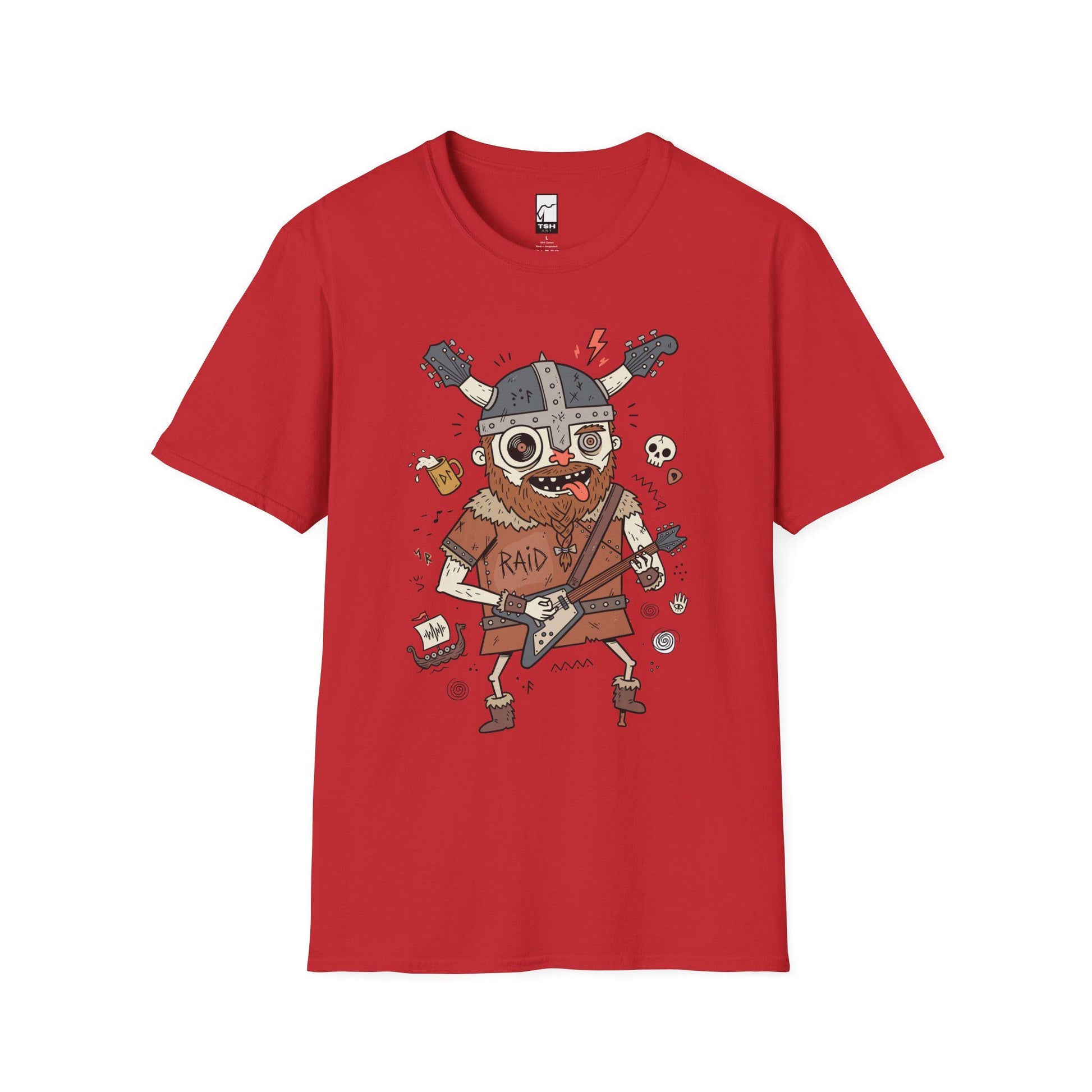 Viking Rocker T-Shirt | Norse Heavy Metal Shirt | Viking Guitar Graphic Tee | Guitarist Gift | Unisex Metal Tee
