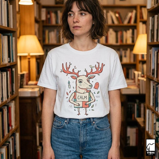 Deer Shirt | Cottagecore Woodland Tee | Calm Nature T Shirt | Boho Forest Graphic Tee | Cute Deer Shirt | Mindfulness Gift