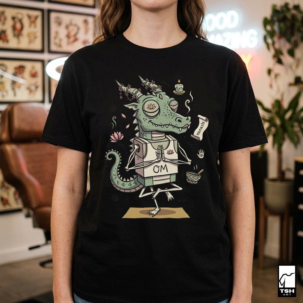 Yoga Dragon Shirt | Funny Yoga T Shirt | OM Namaste Graphic Tee | Dragon Meditation Shirt | Zen Yoga Shirt | Unisex Spiritual Gift