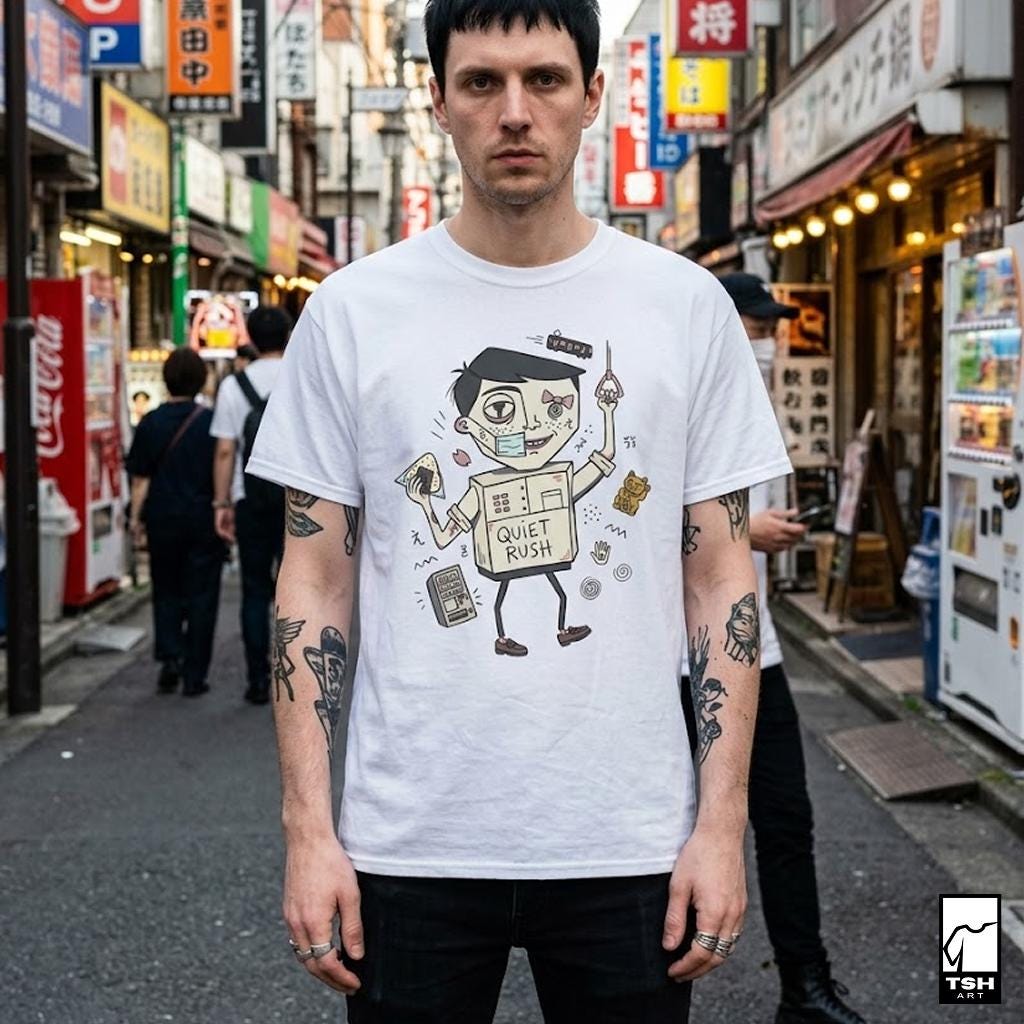Tokyo Shirt | Urbancore Japan Tee | Japanese Aesthetic T Shirt | Lucky Cat Graphic Tee | Quiet Rush Shirt | Japan Lover Gift
