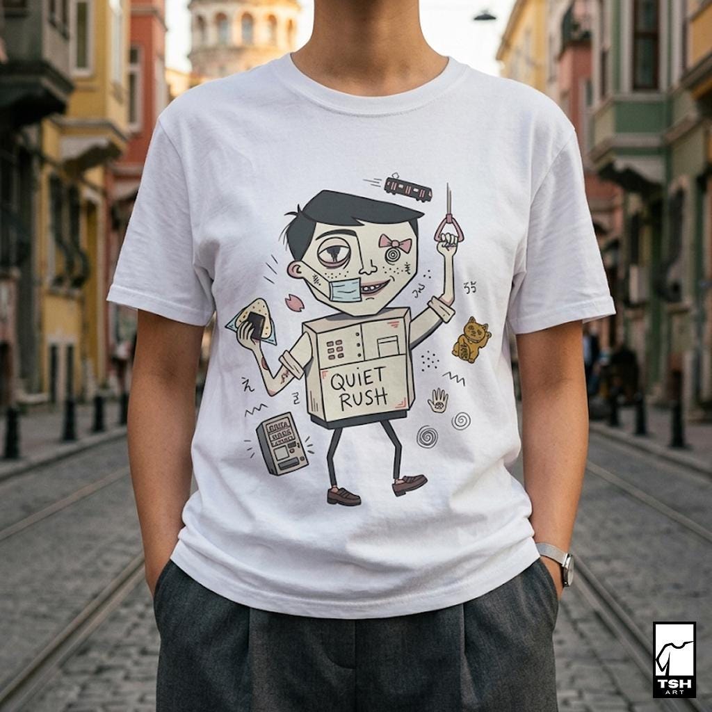 Tokyo Shirt | Urbancore Japan Tee | Japanese Aesthetic T Shirt | Lucky Cat Graphic Tee | Quiet Rush Shirt | Japan Lover Gift