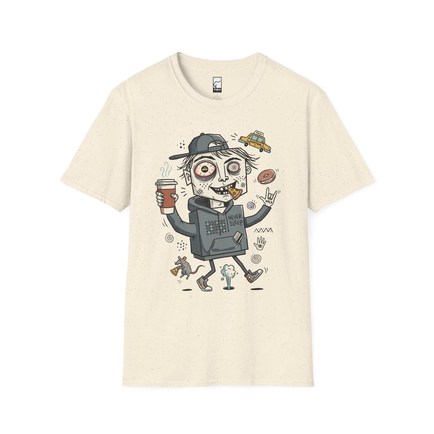NYC Shirt | Never Sleeps Tee | Urban Street T Shirt | New York Graphic Tee | Pizza Rat Shirt | New Yorker Gift