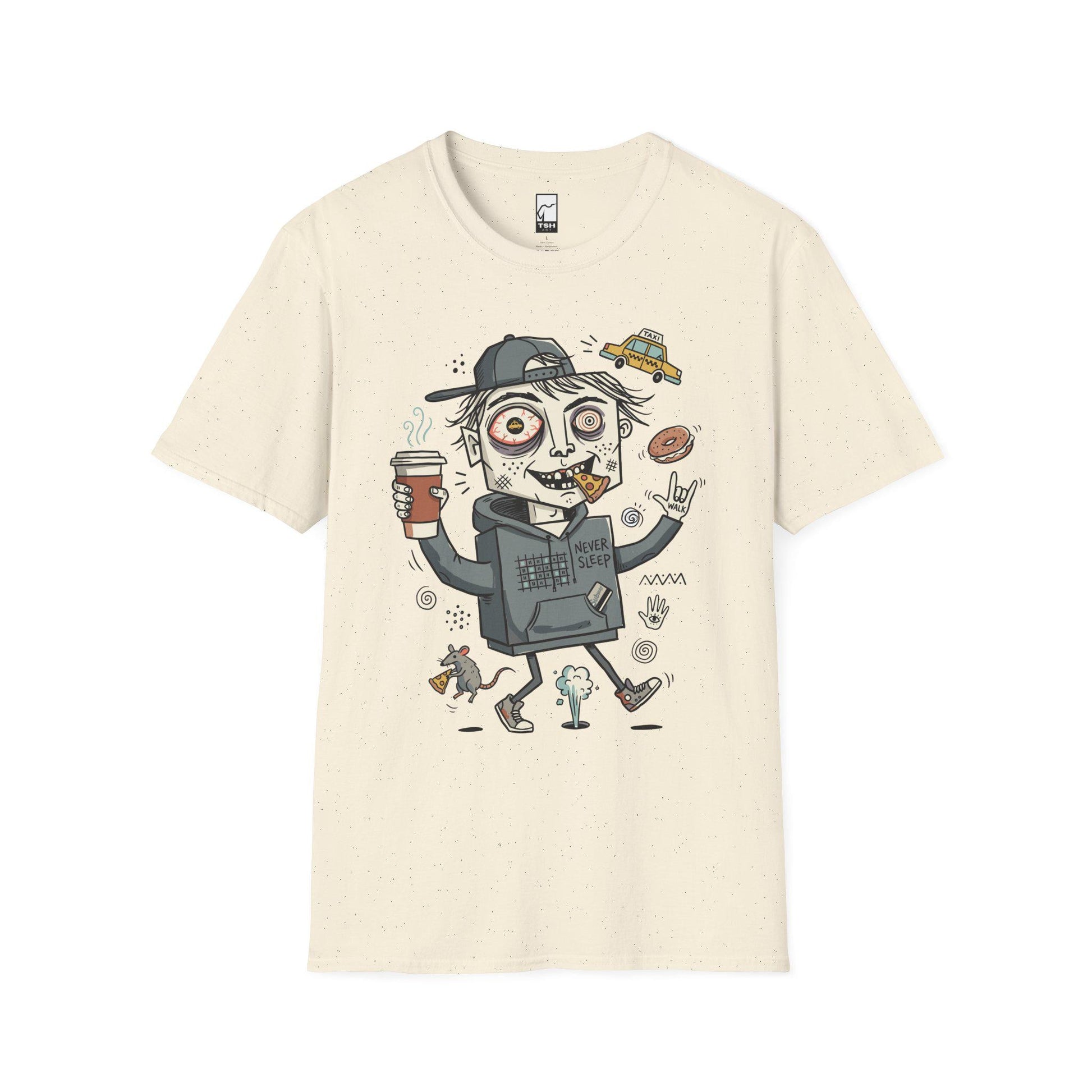 NYC Shirt | Never Sleeps Tee | Urban Street T Shirt | New York Graphic Tee | Pizza Rat Shirt | New Yorker Gift