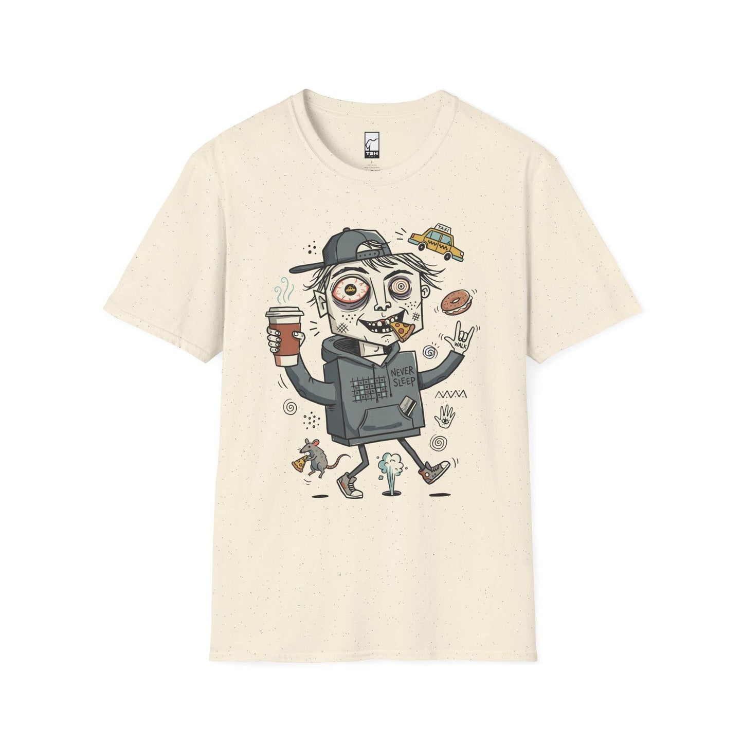 NYC Shirt | Never Sleeps Tee | Urban Street T Shirt | New York Graphic Tee | Pizza Rat Shirt | New Yorker Gift