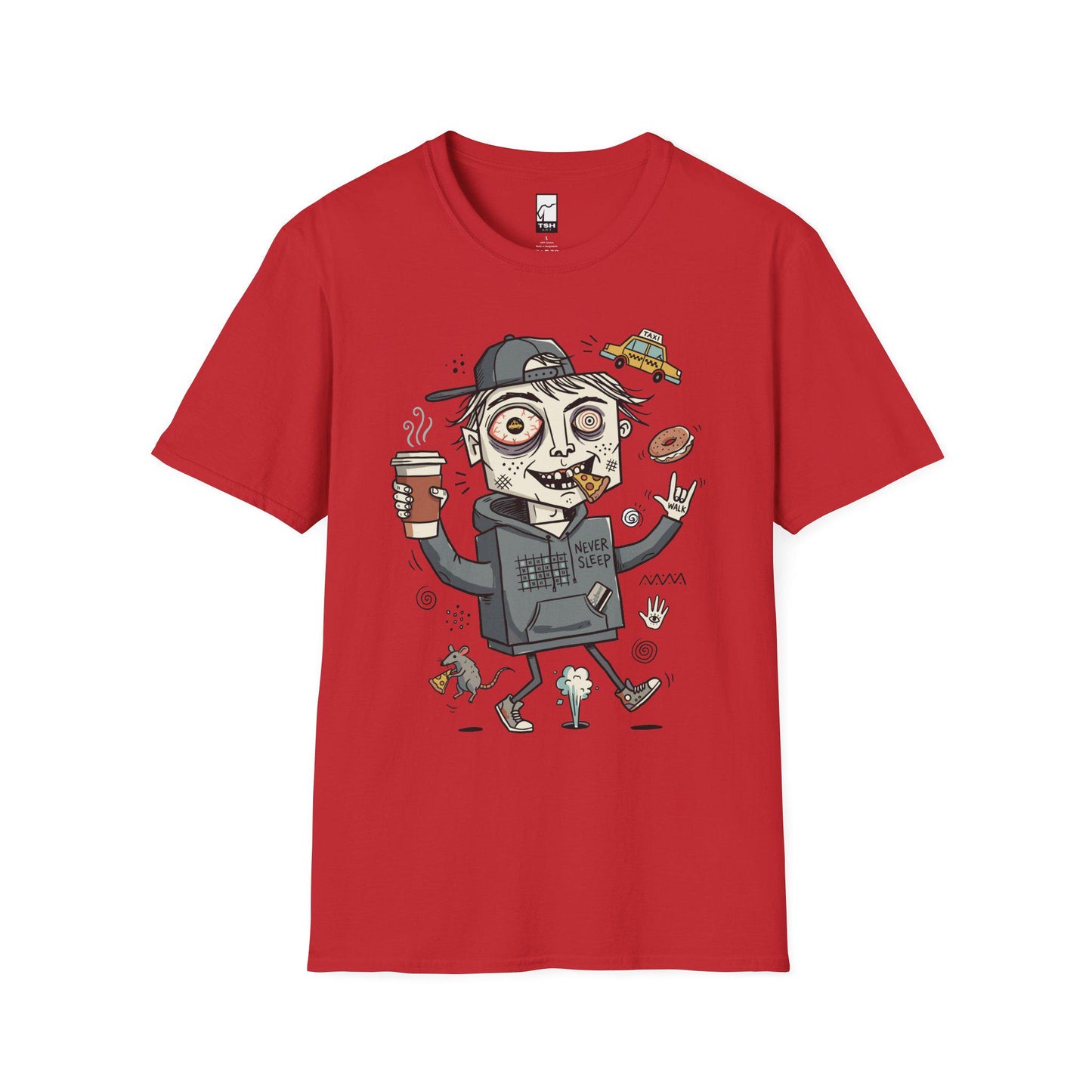 NYC Shirt | Never Sleeps Tee | Urban Street T Shirt | New York Graphic Tee | Pizza Rat Shirt | New Yorker Gift