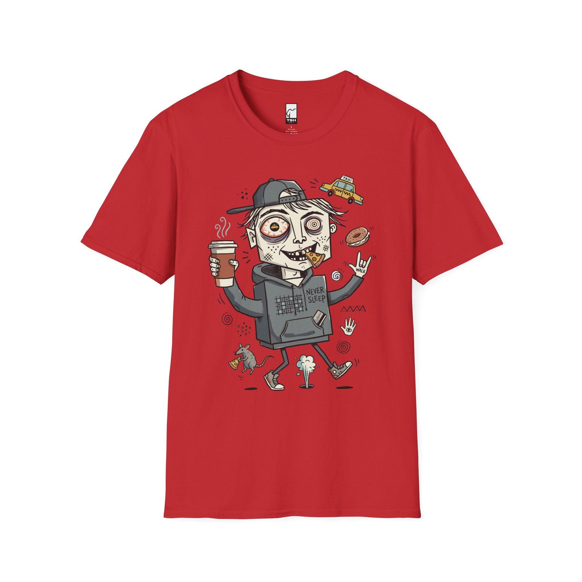 NYC Shirt | Never Sleeps Tee | Urban Street T Shirt | New York Graphic Tee | Pizza Rat Shirt | New Yorker Gift