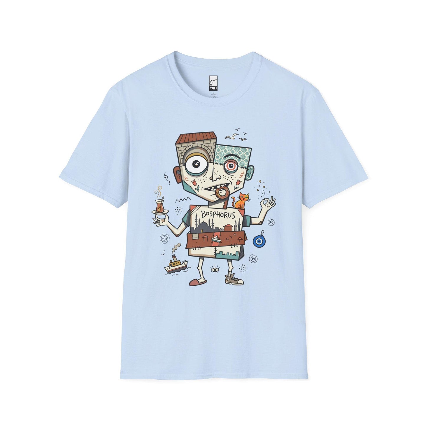 Istanbul Cat Shirt | Bosphorus Tea Tee | Turkish Street Cat T Shirt | Evil Eye Graphic Tee | Ottoman Art Shirt | Turkey Lover Gift