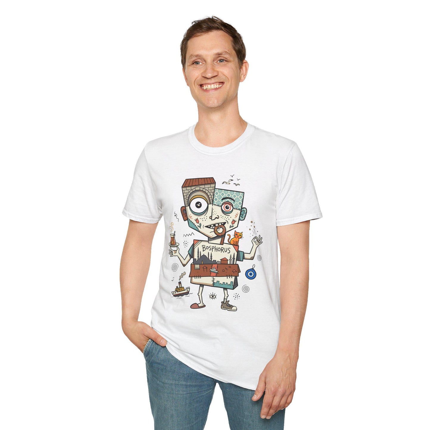 Istanbul Cat Shirt | Bosphorus Tea Tee | Turkish Street Cat T Shirt | Evil Eye Graphic Tee | Ottoman Art Shirt | Turkey Lover Gift