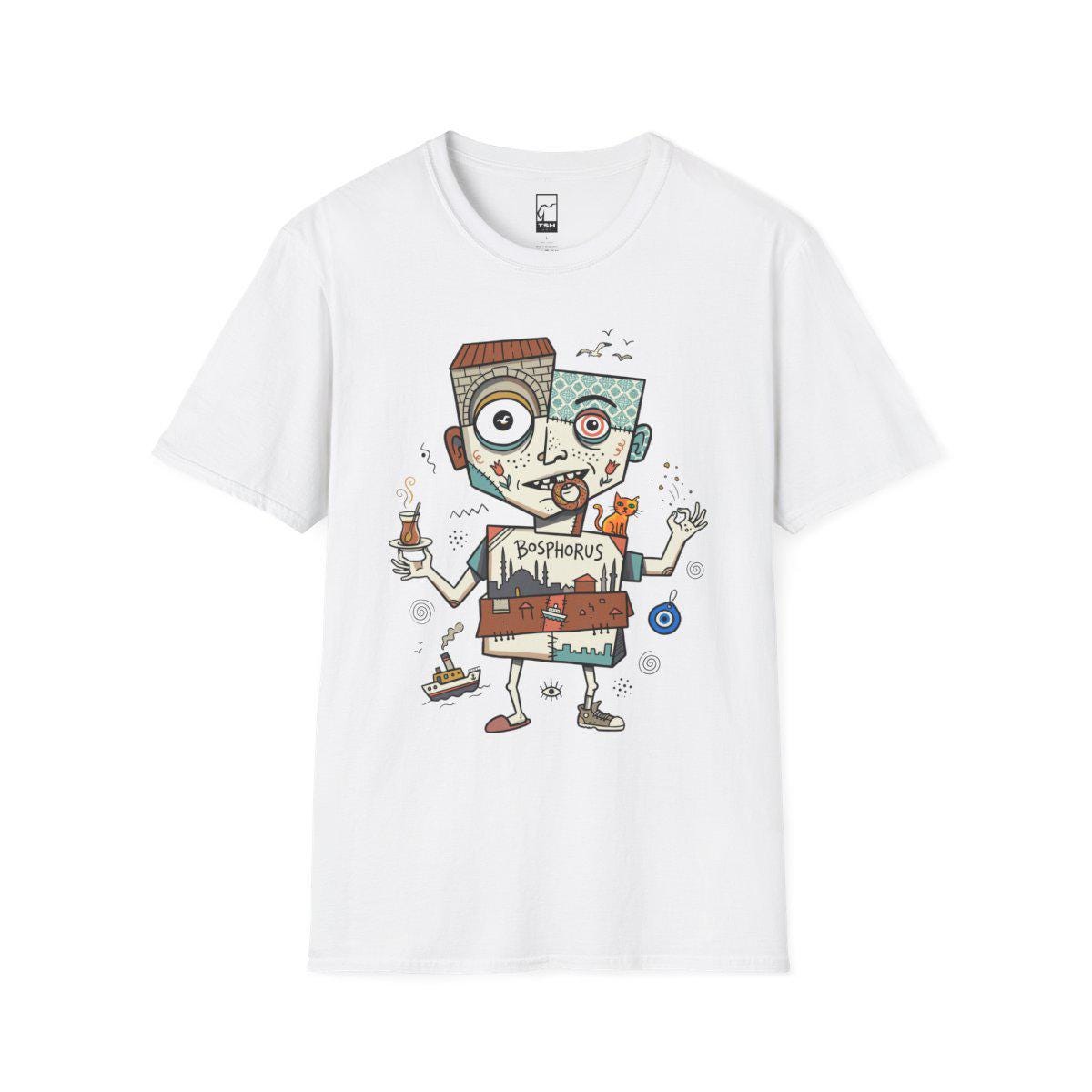 Istanbul Cat Shirt | Bosphorus Tea Tee | Turkish Street Cat T Shirt | Evil Eye Graphic Tee | Ottoman Art Shirt | Turkey Lover Gift