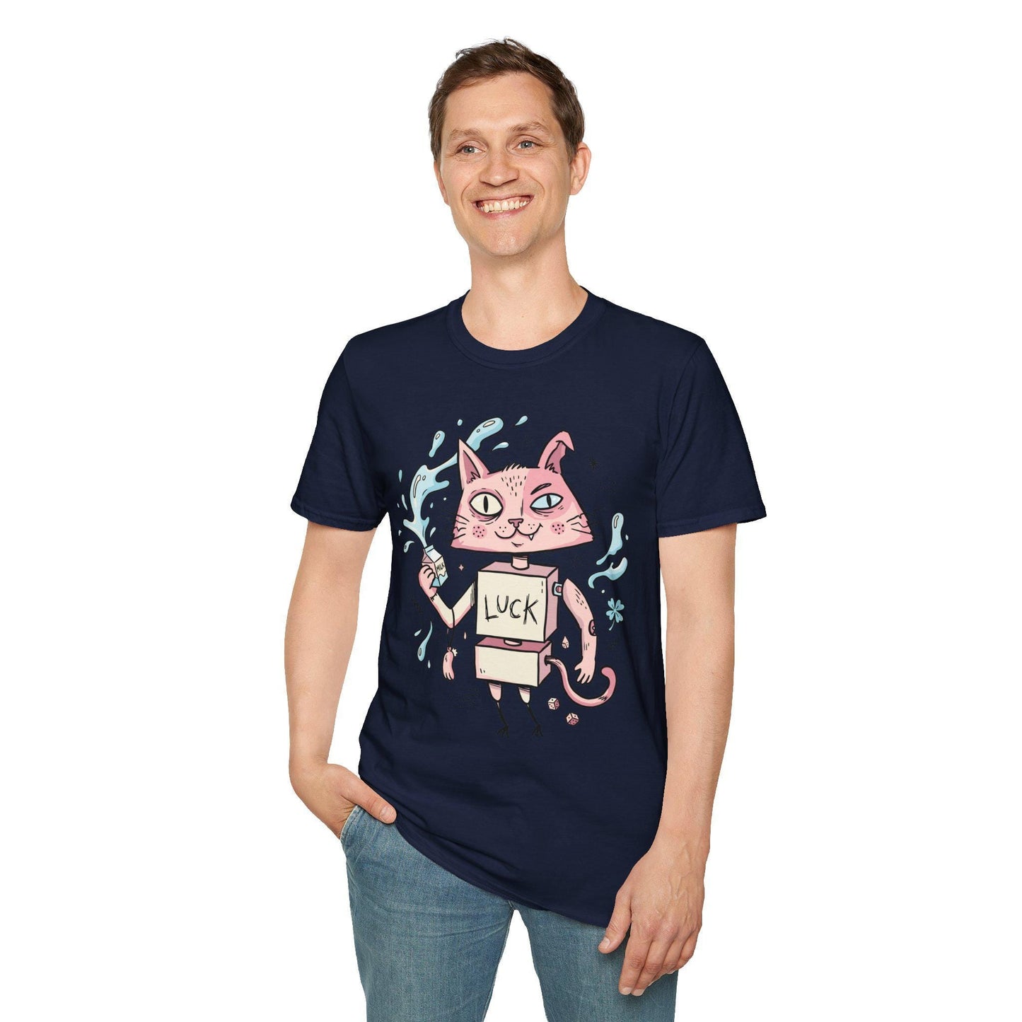Robot Cat Shirt | Weirdcore T Shirt | Creepy Cute Graphic Tee | Lucky Cat Lowbrow Tee | Indie Art Shirt | Alt Aesthetic Gift