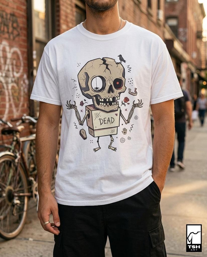 Dead Skull T-Shirt | Funny Halloween Shirt | Gothic Skull Graphic Tee | Spooky Cute Goth Shirt | Horror Lover Gift | Unisex Halloween Tee