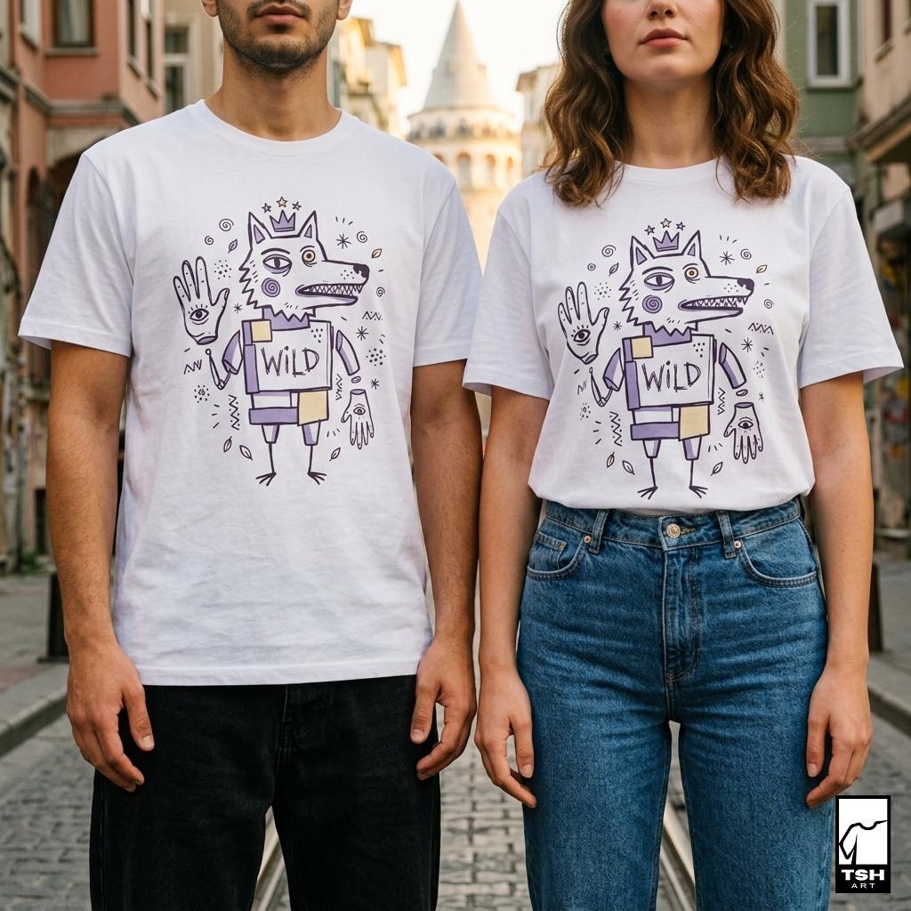 Wolf Shirt | Boho Folk Art Tee | Mystical Wolf T Shirt | Lowbrow Spirit Animal Tee | Wild Wolf Shirt | Spirit Animal Gift
