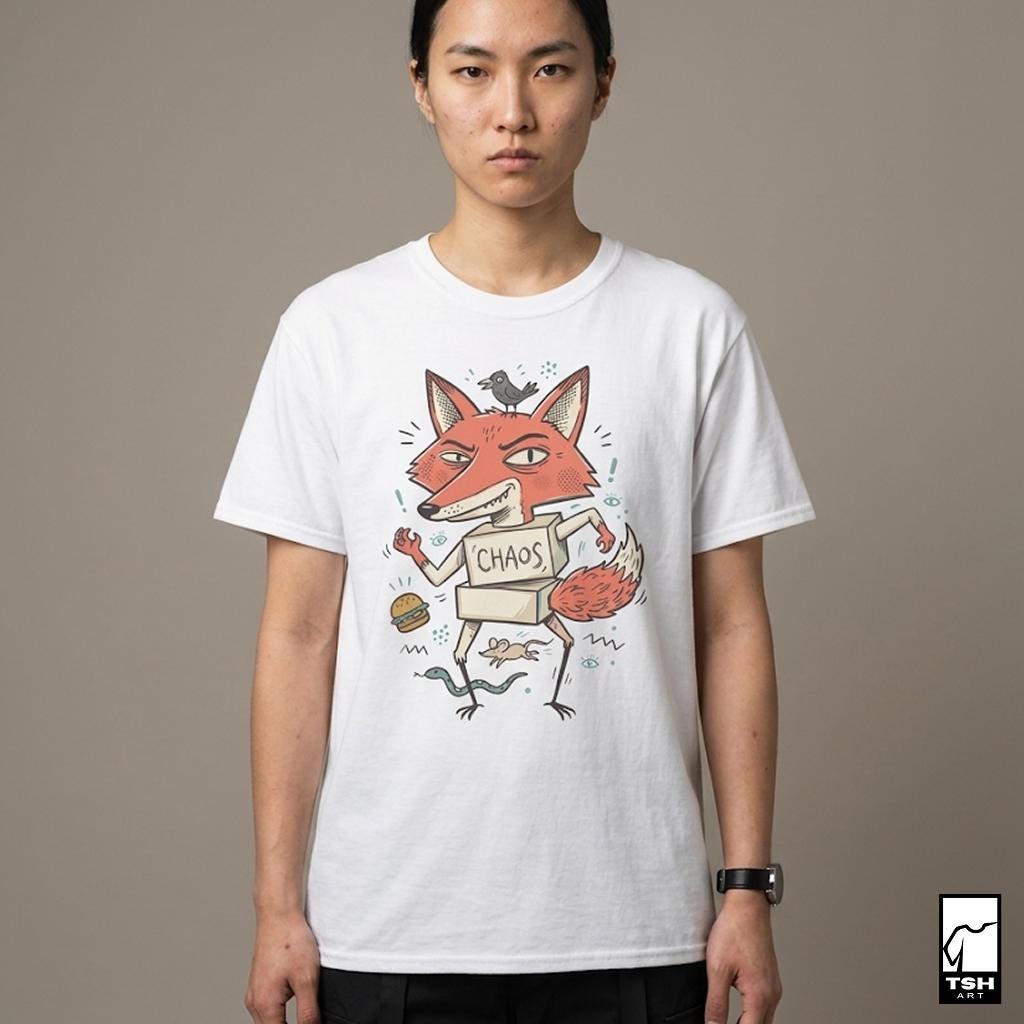 Chaos Fox T-Shirt | Funny Fox Graphic Tee | Mischievous Fox Shirt | Fox Lover Gift | Unisex Graphic Tee