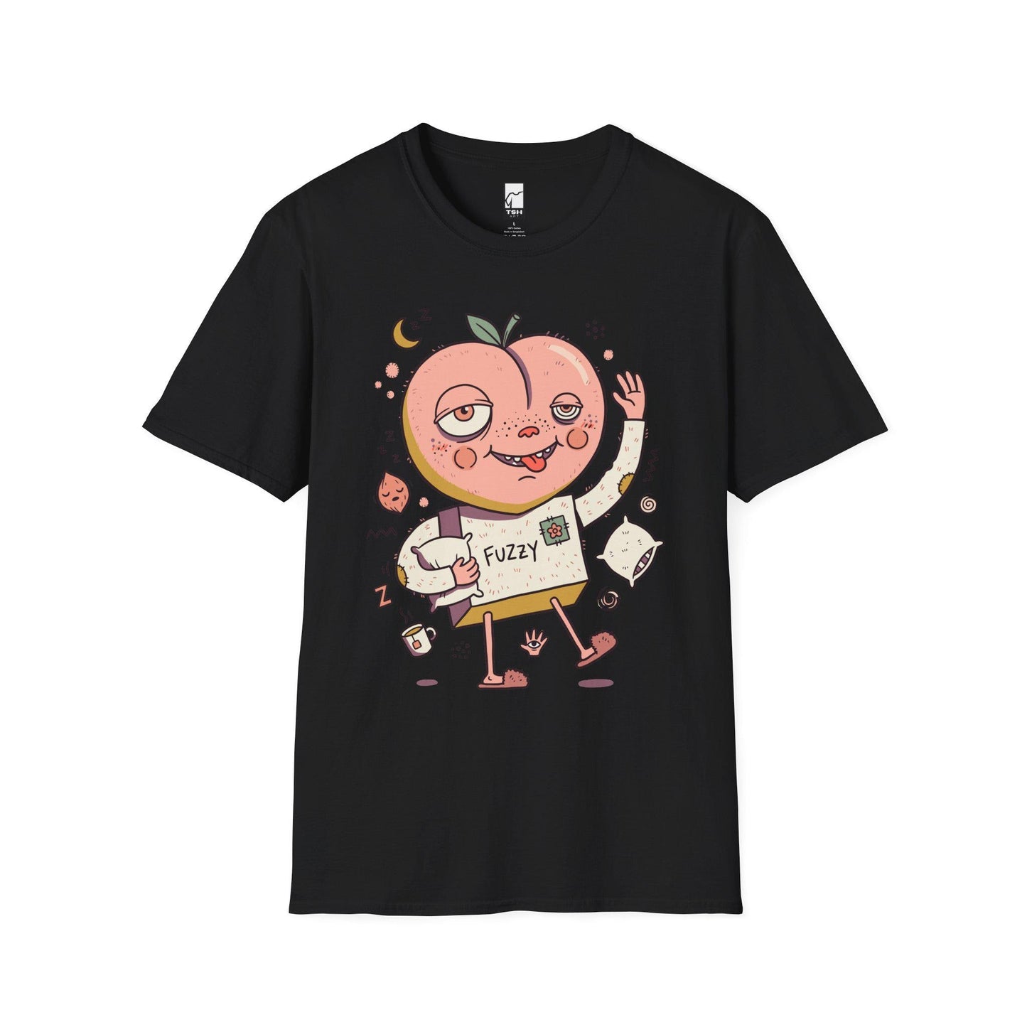 Peach Shirt | Cozy Sleepy Tee | Coffee Lover T Shirt | Lazy Morning Graphic Tee | Kawaii Peach Shirt | Self Care Gift