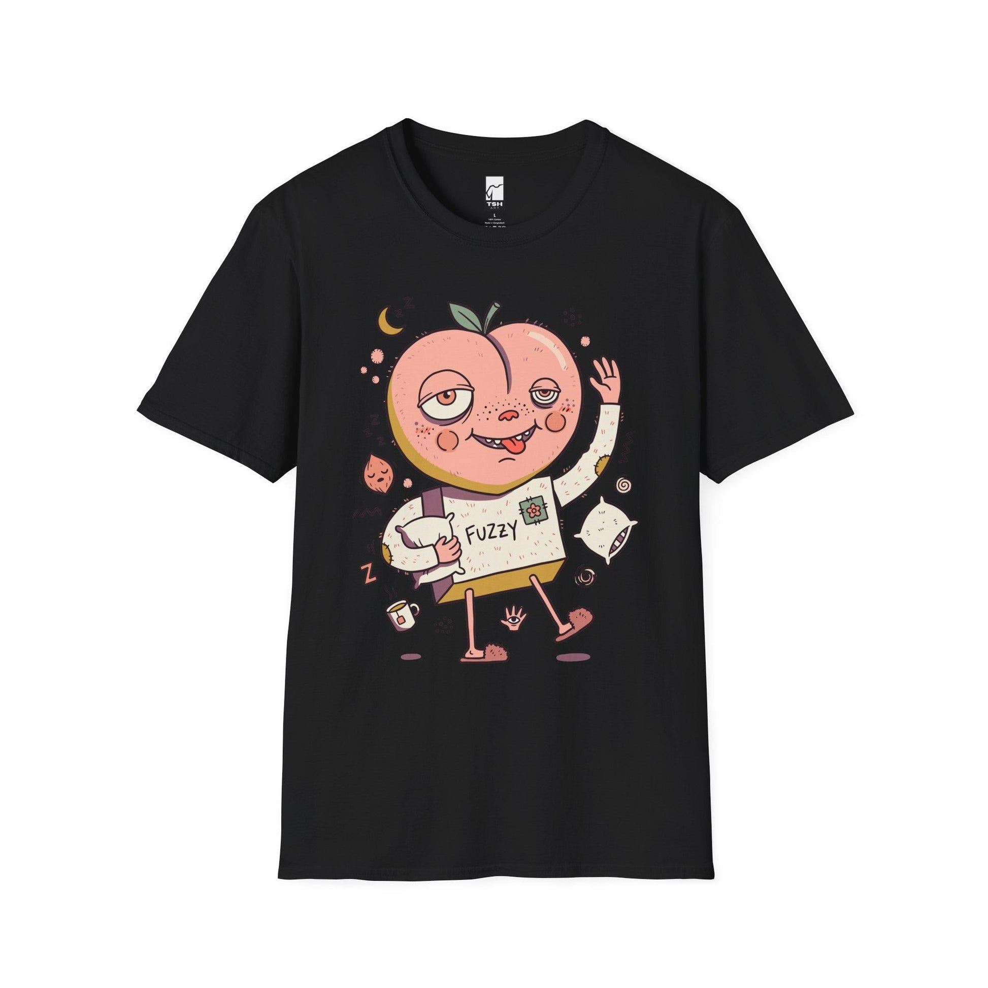 Peach Shirt | Cozy Sleepy Tee | Coffee Lover T Shirt | Lazy Morning Graphic Tee | Kawaii Peach Shirt | Self Care Gift