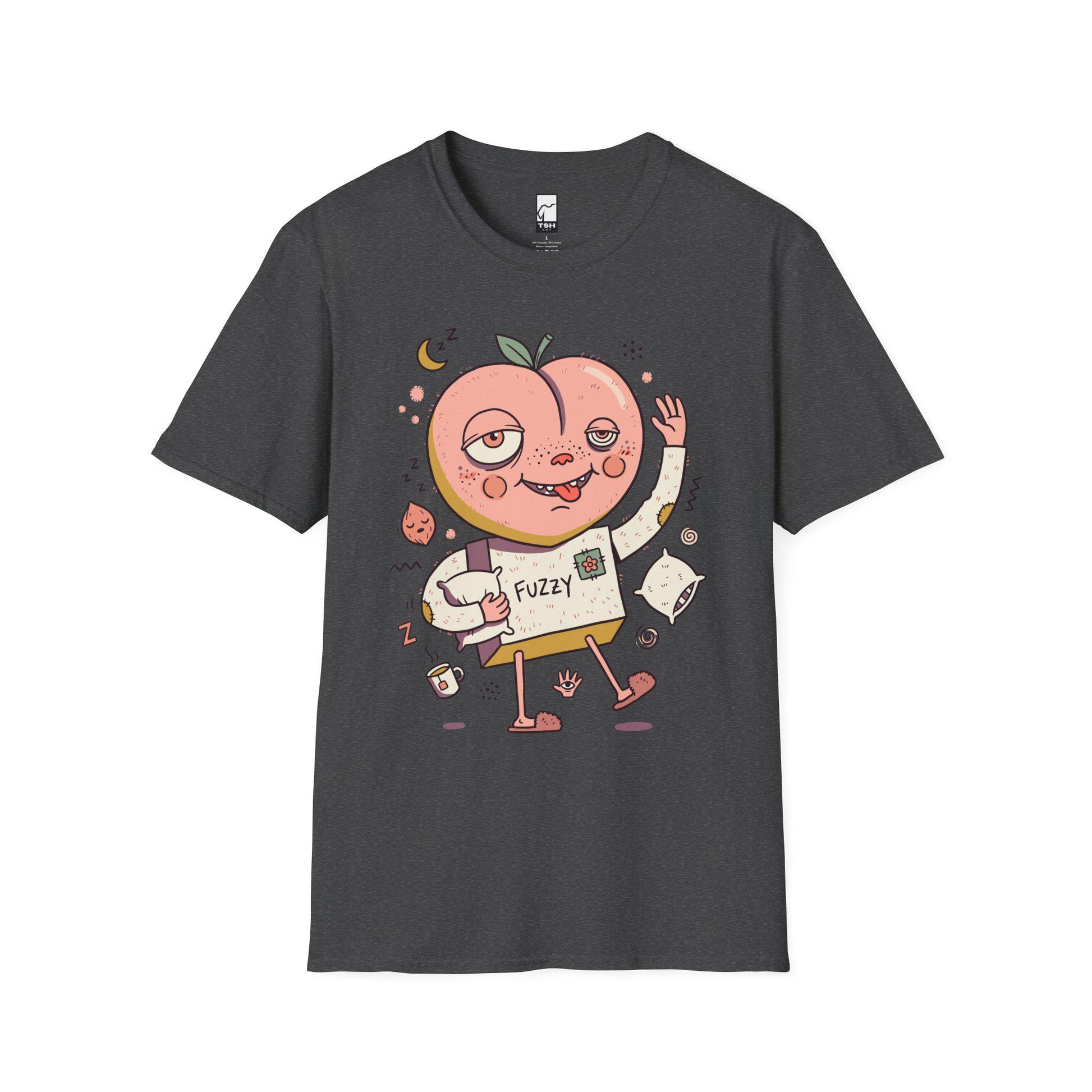 Peach Shirt | Cozy Sleepy Tee | Coffee Lover T Shirt | Lazy Morning Graphic Tee | Kawaii Peach Shirt | Self Care Gift