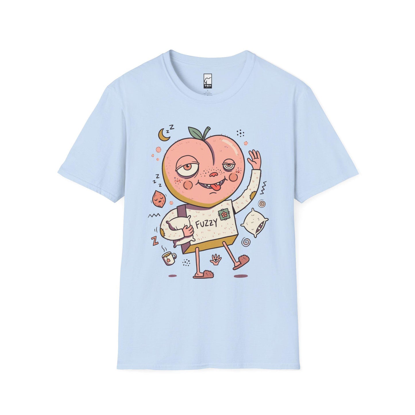 Peach Shirt | Cozy Sleepy Tee | Coffee Lover T Shirt | Lazy Morning Graphic Tee | Kawaii Peach Shirt | Self Care Gift
