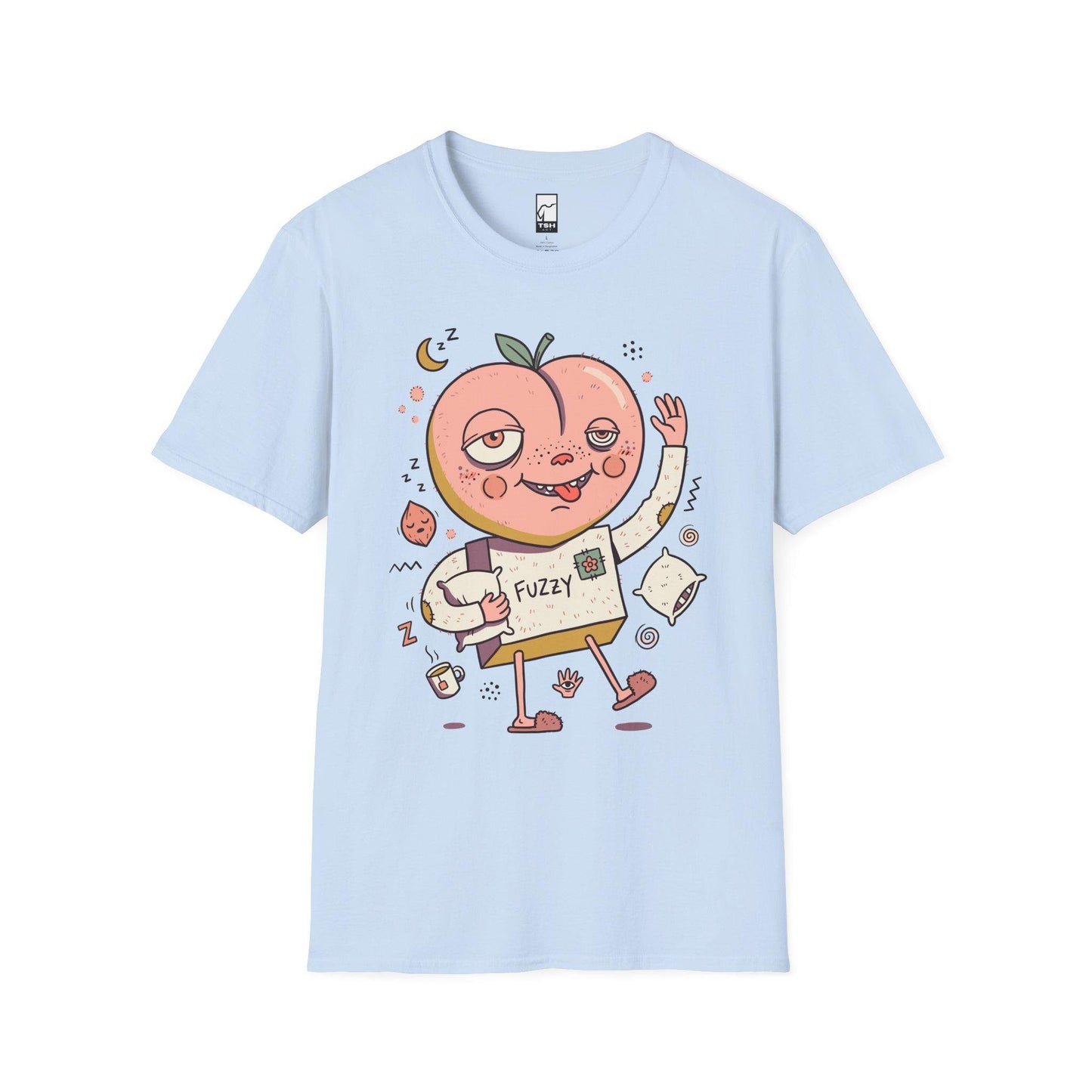 Peach Shirt | Cozy Sleepy Tee | Coffee Lover T Shirt | Lazy Morning Graphic Tee | Kawaii Peach Shirt | Self Care Gift