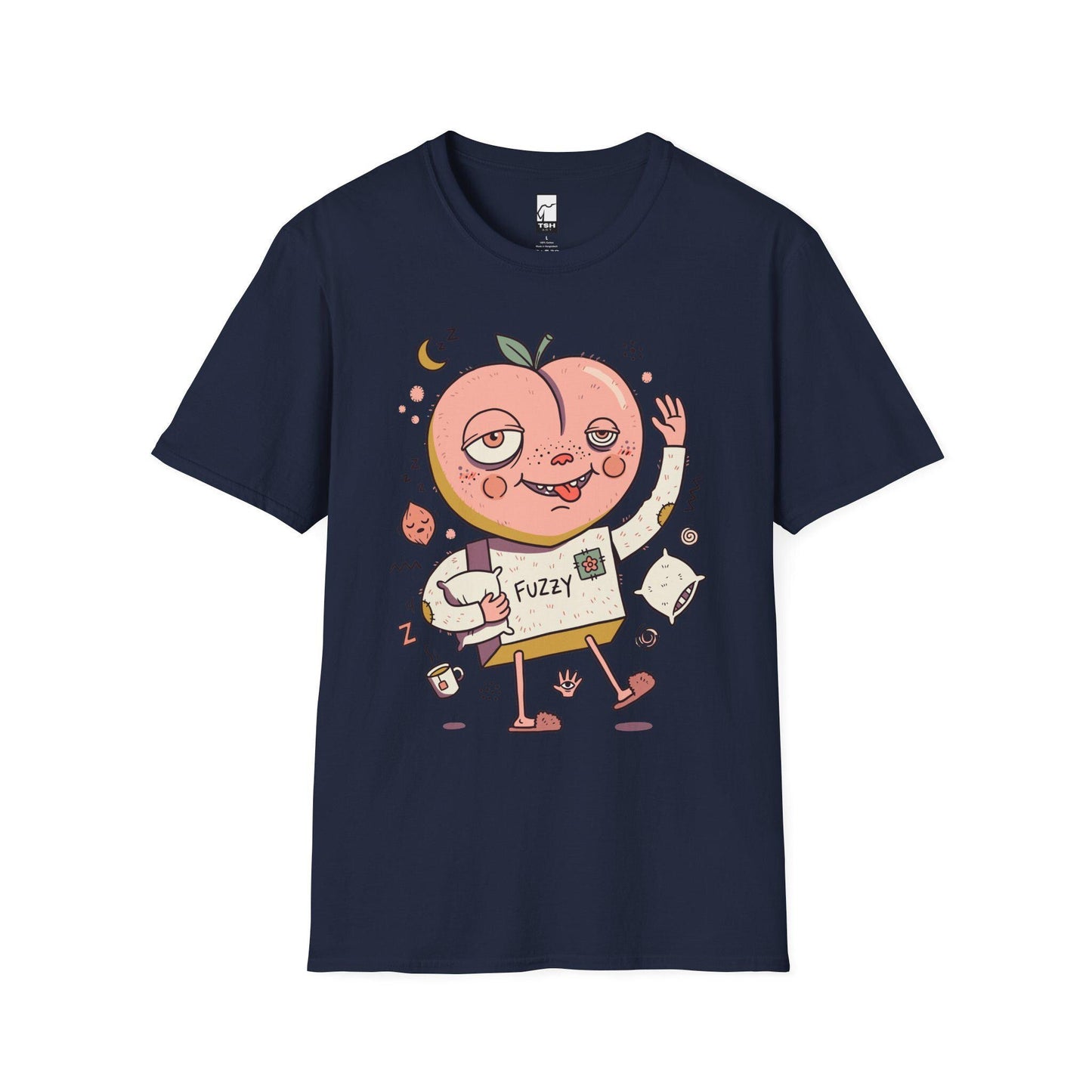 Peach Shirt | Cozy Sleepy Tee | Coffee Lover T Shirt | Lazy Morning Graphic Tee | Kawaii Peach Shirt | Self Care Gift