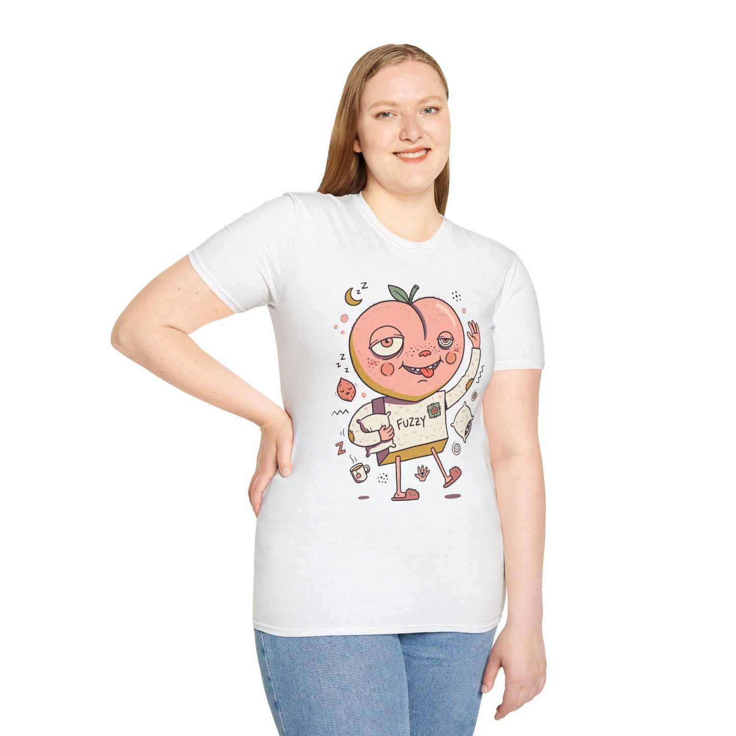 Peach Shirt | Cozy Sleepy Tee | Coffee Lover T Shirt | Lazy Morning Graphic Tee | Kawaii Peach Shirt | Self Care Gift