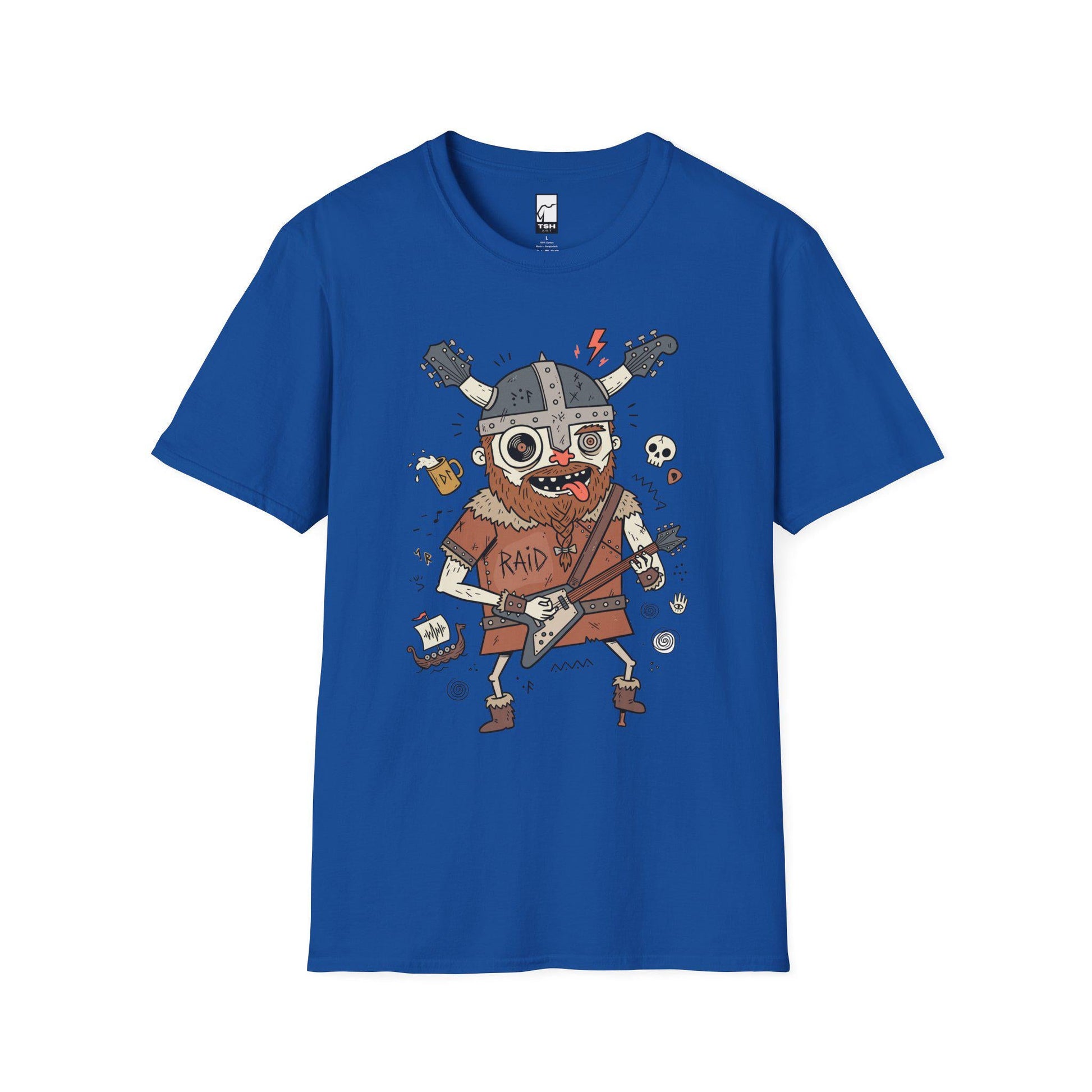 Viking Rocker T-Shirt | Norse Heavy Metal Shirt | Viking Guitar Graphic Tee | Guitarist Gift | Unisex Metal Tee
