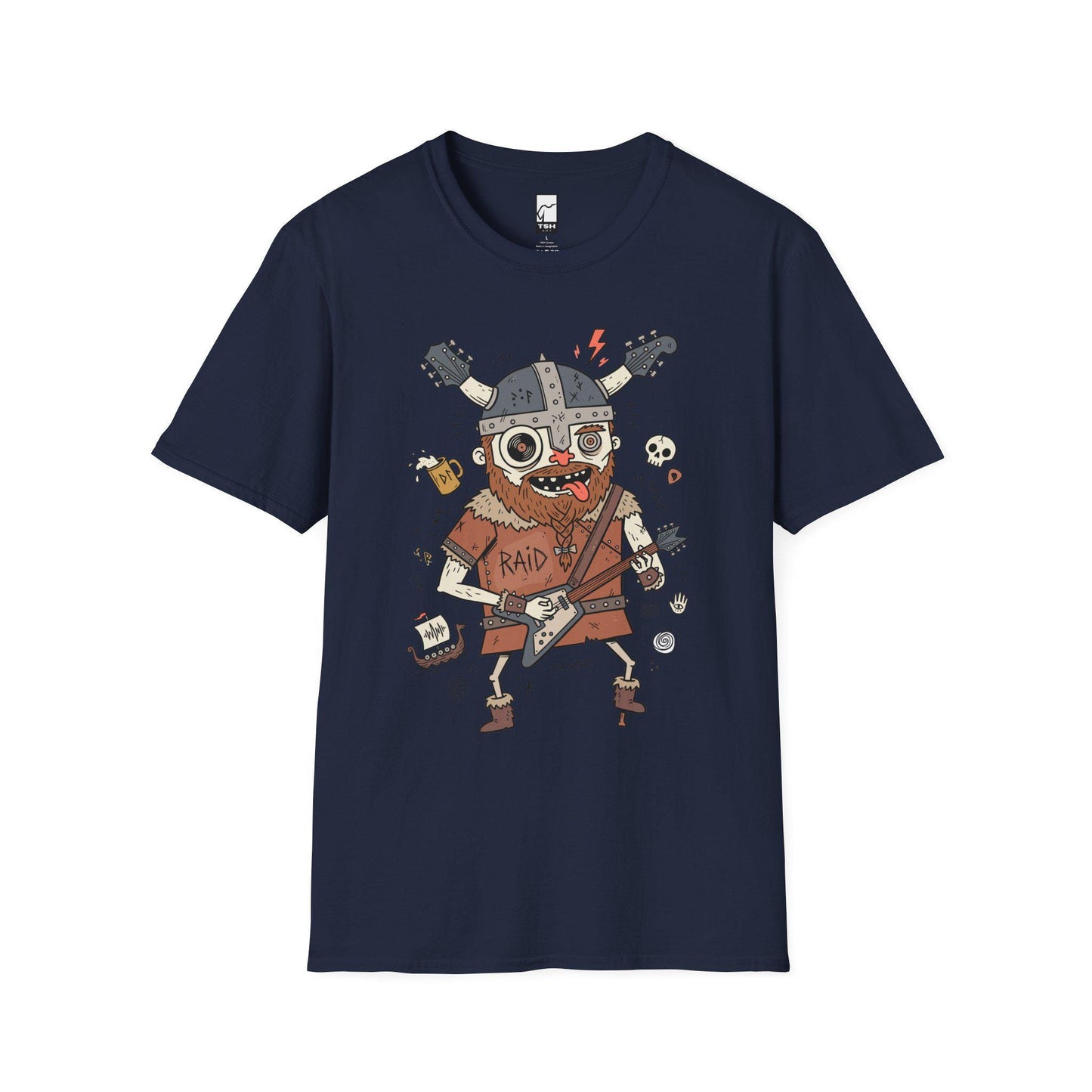 Viking Rocker T-Shirt | Norse Heavy Metal Shirt | Viking Guitar Graphic Tee | Guitarist Gift | Unisex Metal Tee