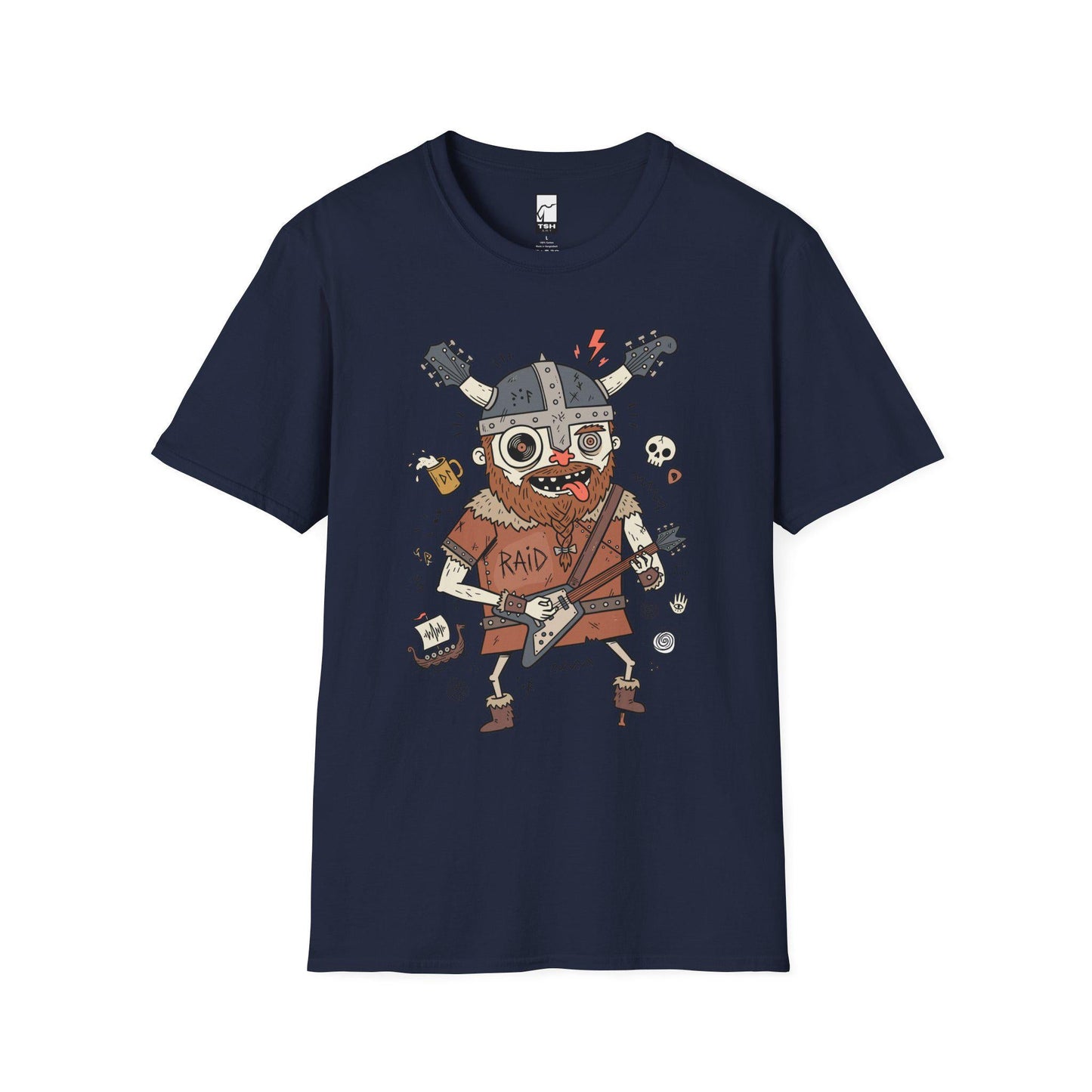 Viking Rocker T-Shirt | Norse Heavy Metal Shirt | Viking Guitar Graphic Tee | Guitarist Gift | Unisex Metal Tee