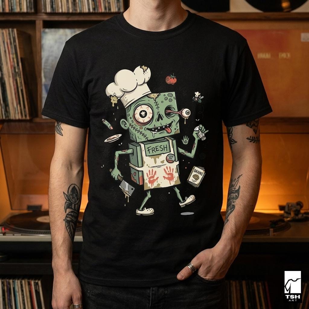 Zombie Chef T-Shirt | Funny Horror Cooking Shirt | Halloween Graphic Tee | Spooky Foodie Shirt | Zombie Cook Tee | Unisex Halloween Gift