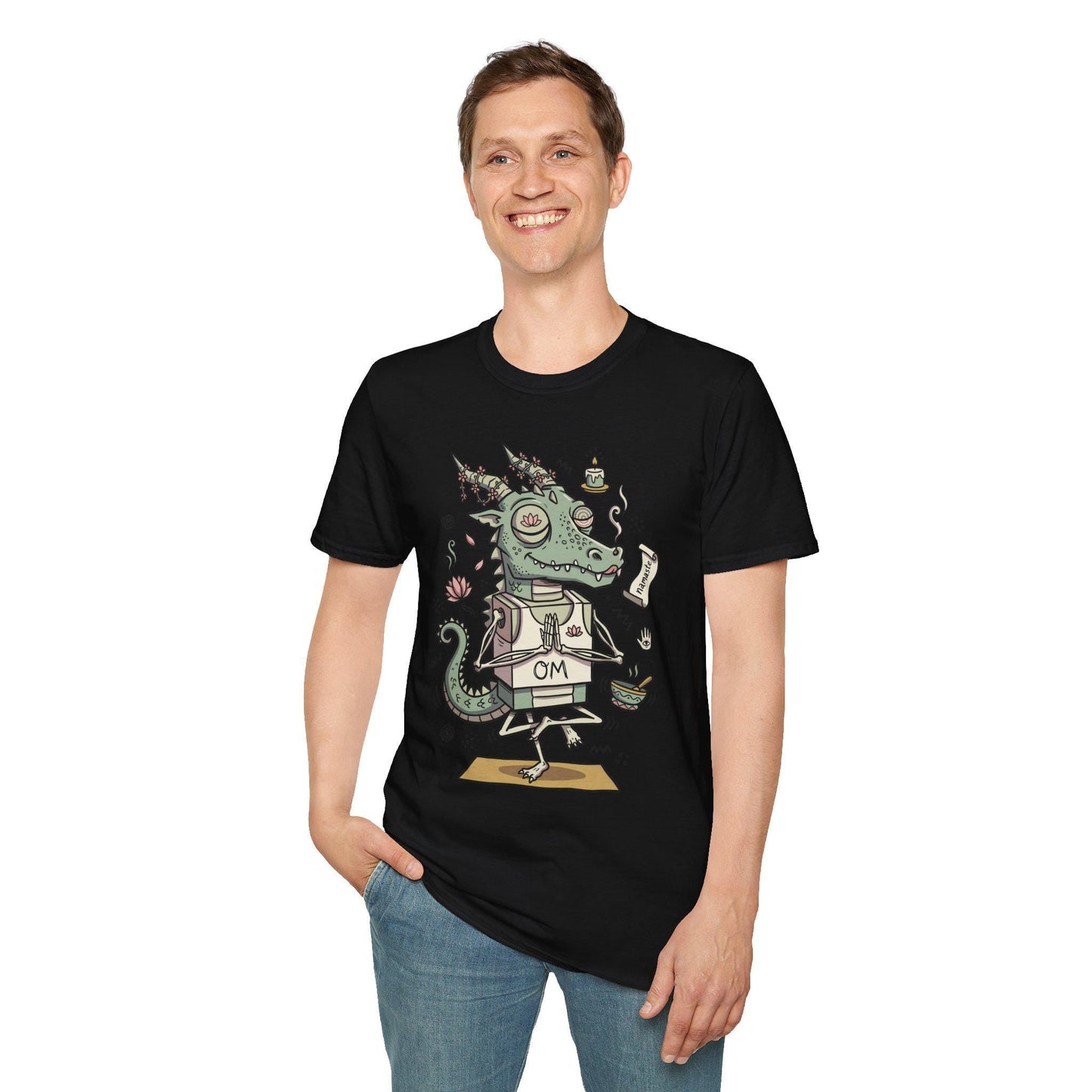Yoga Dragon Shirt | Funny Yoga T Shirt | OM Namaste Graphic Tee | Dragon Meditation Shirt | Zen Yoga Shirt | Unisex Spiritual Gift