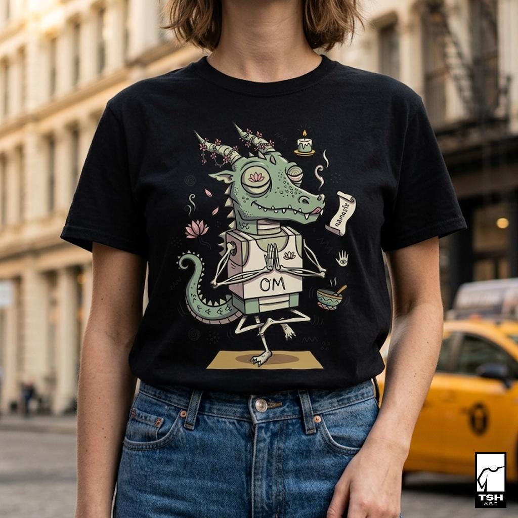 Yoga Dragon Shirt | Funny Yoga T Shirt | OM Namaste Graphic Tee | Dragon Meditation Shirt | Zen Yoga Shirt | Unisex Spiritual Gift