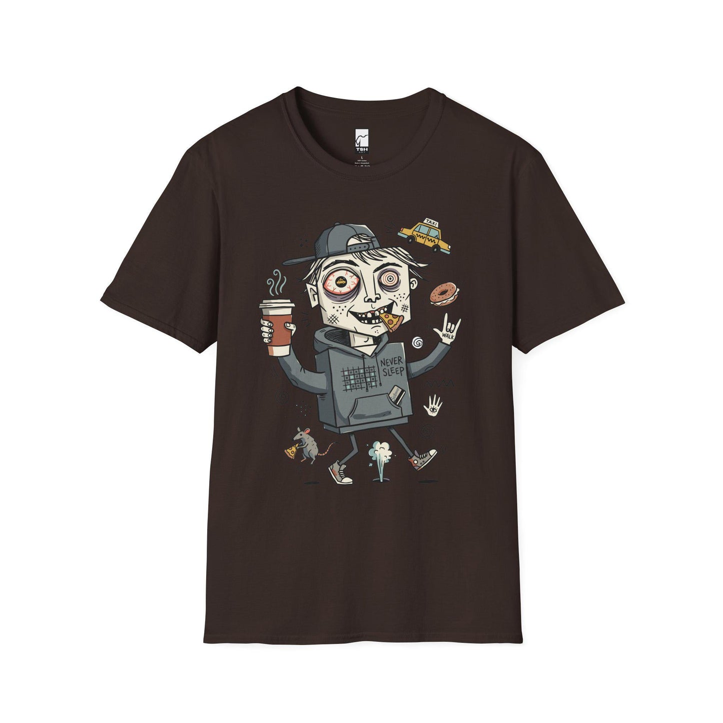 NYC Shirt | Never Sleeps Tee | Urban Street T Shirt | New York Graphic Tee | Pizza Rat Shirt | New Yorker Gift