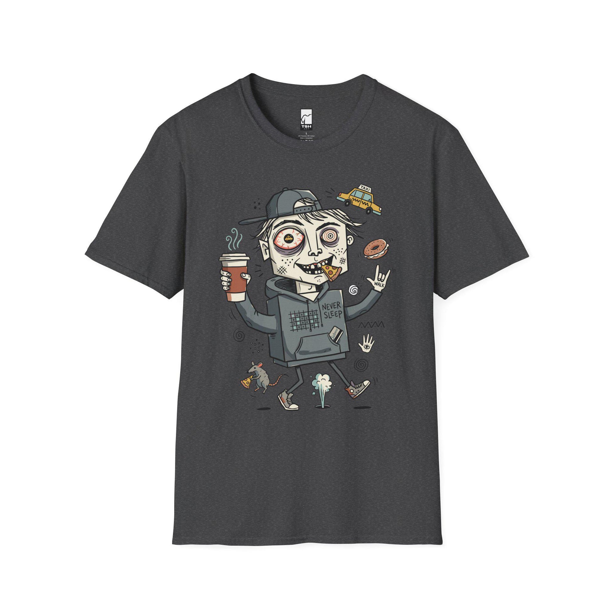 NYC Shirt | Never Sleeps Tee | Urban Street T Shirt | New York Graphic Tee | Pizza Rat Shirt | New Yorker Gift