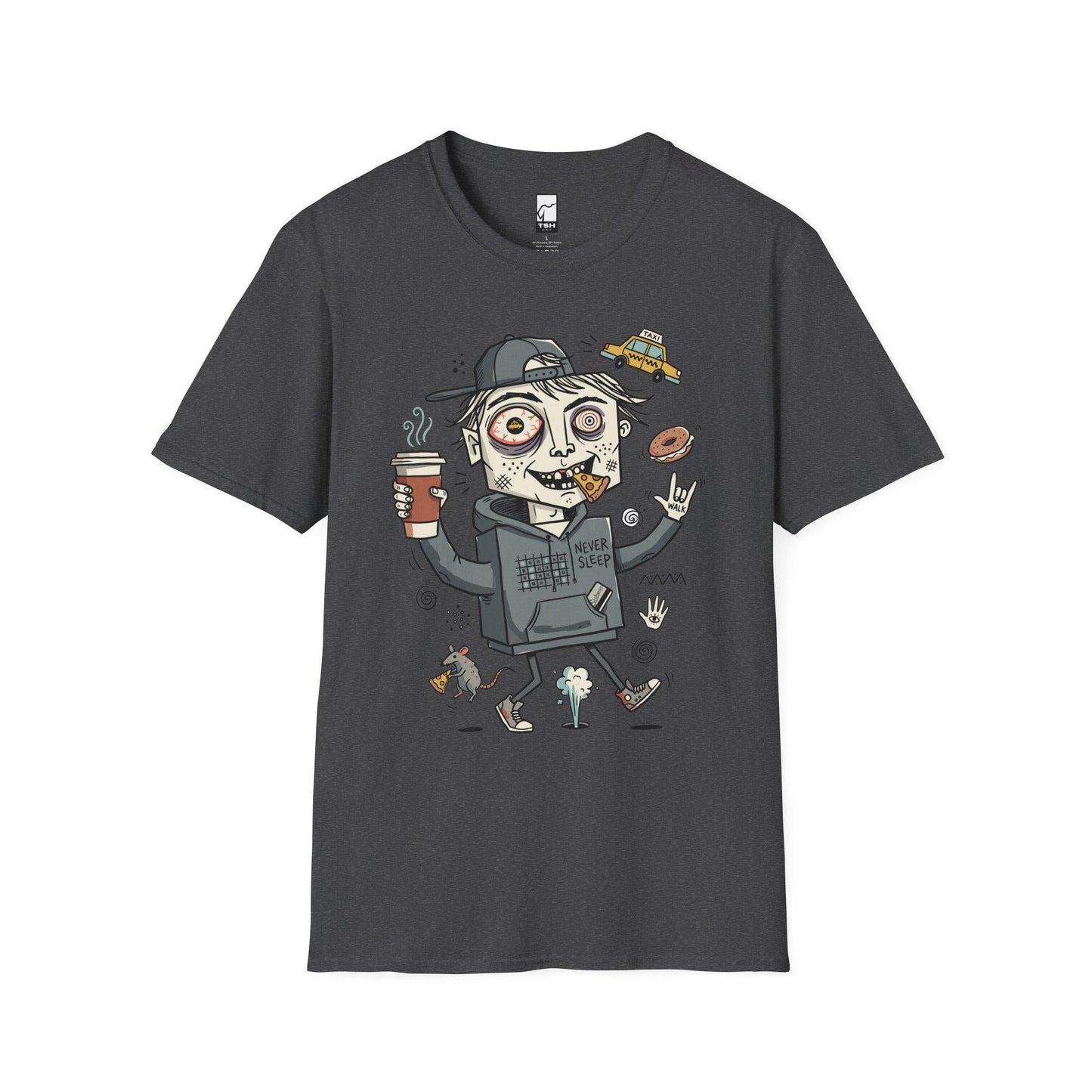 NYC Shirt | Never Sleeps Tee | Urban Street T Shirt | New York Graphic Tee | Pizza Rat Shirt | New Yorker Gift