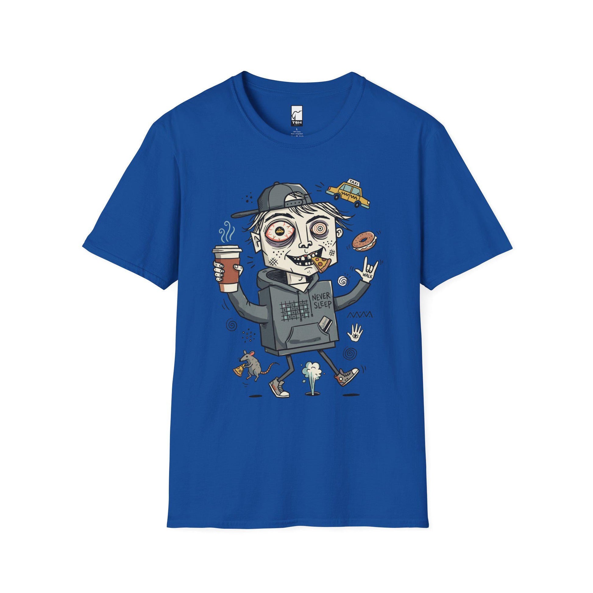 NYC Shirt | Never Sleeps Tee | Urban Street T Shirt | New York Graphic Tee | Pizza Rat Shirt | New Yorker Gift