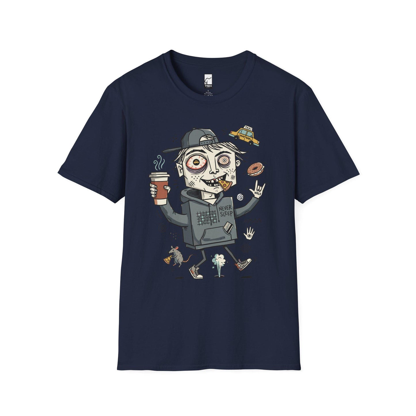 NYC Shirt | Never Sleeps Tee | Urban Street T Shirt | New York Graphic Tee | Pizza Rat Shirt | New Yorker Gift
