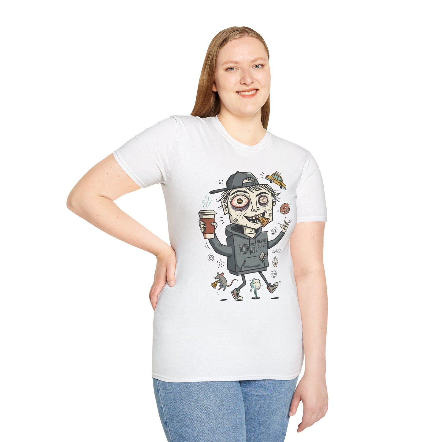 NYC Shirt | Never Sleeps Tee | Urban Street T Shirt | New York Graphic Tee | Pizza Rat Shirt | New Yorker Gift